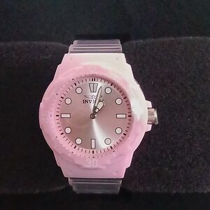 Invicta Celestial 49205 women's watch with a pink ABS plastic case and pink dial
